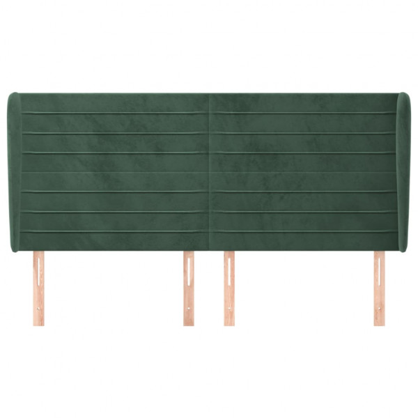 Cabecero con orejas de terciopelo verde oscuro 203x23x118/128cm M 3