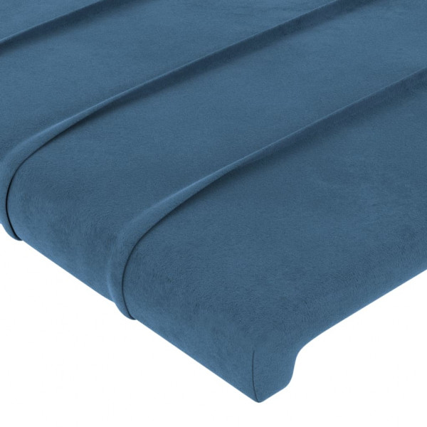 Cabeceira cama c/ abas veludo 203x23x118/128 cm azul-escuro M 5