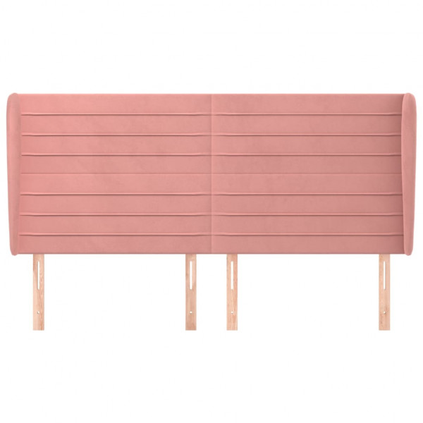 Cabecero con orejas de terciopelo rosa 203x23x118/128 cm M 3