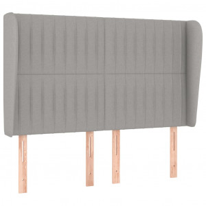 Cabecero con orejas de tela gris claro 147x23x118/128 cm H