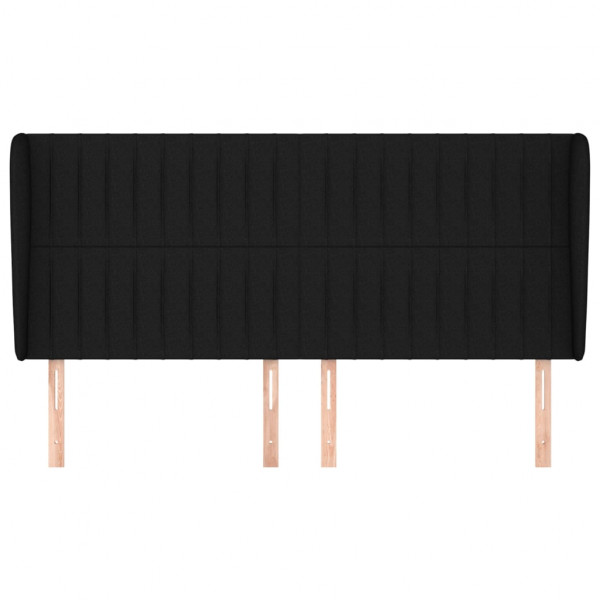 Cabecero con orejas de tela negro 203x23x118/128 cm M 3