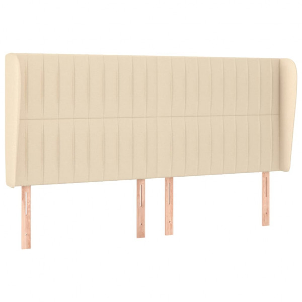 Cabeceira de cama c/ abas tecido 203x23x118/128 cm creme M 2
