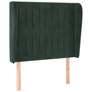 Cabeceira cama c/ abas veludo 103x23x118/128 cm verde-escuro H