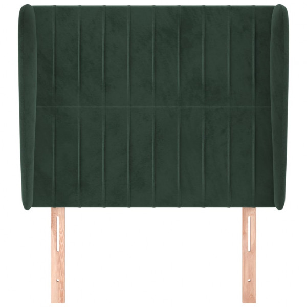 Cabeceira cama c/ abas veludo 103x23x118/128 cm verde-escuro M 3