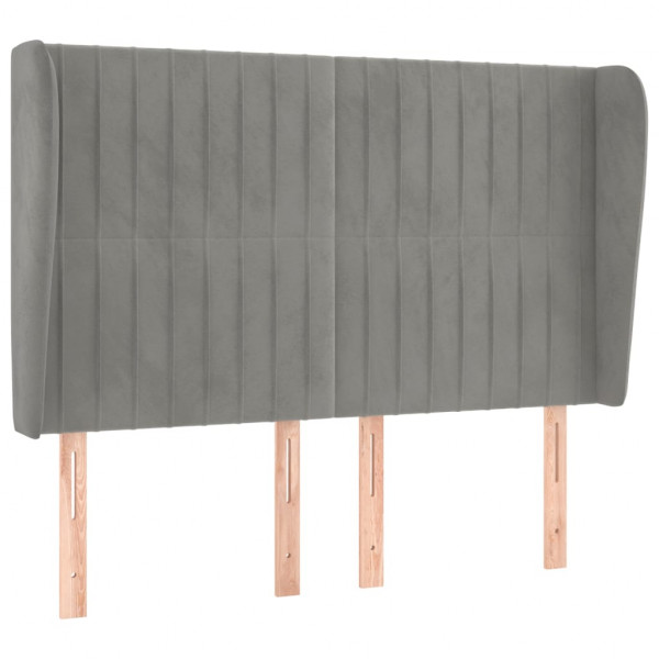 Cabecero con orejas de terciopelo gris claro 147x23x118/128 cm M 2