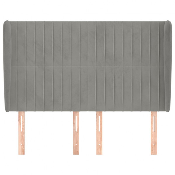 Cabeceira de cama c/ abas veludo 147x23x118/128cm cinza-claro M 3