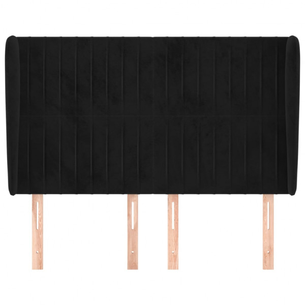 Cabecero con orejas de terciopelo negro 147x23x118/128 cm M 3