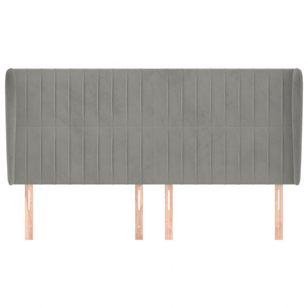 Cabecero con orejas de terciopelo gris claro 163x23x118/128 cm M 3