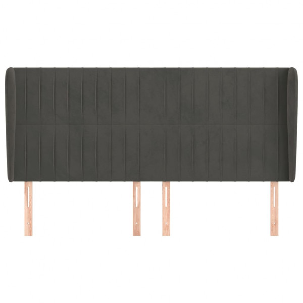 Cabecero con orejas de terciopelo gris oscuro 203x23x118/128 cm M 3