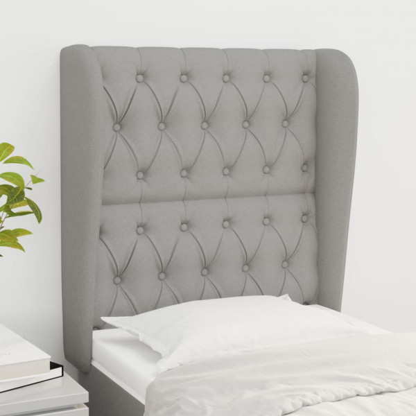 Cabecero con orejas de tela gris claro 83x23x118/128 cm D