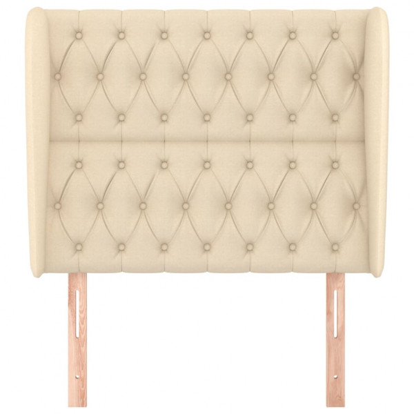 Cabeceira de cama c/ abas tecido 93x23x118/128 cm creme M 3