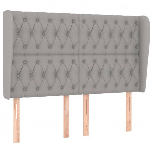 Cabecero con orejas de tela gris claro 147x23x118/128 cm H