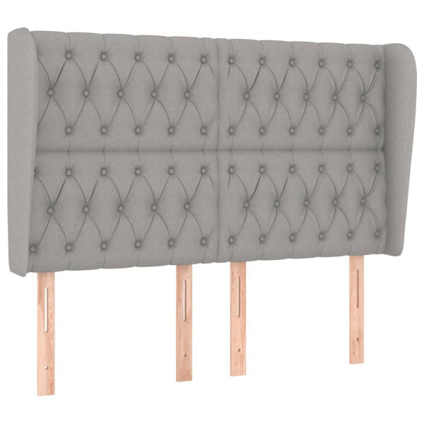 Cabecero con orejas de tela gris claro 147x23x118/128 cm M 2