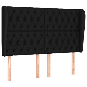 Cabecero con orejas de tela negro 147x23x118/128 cm H