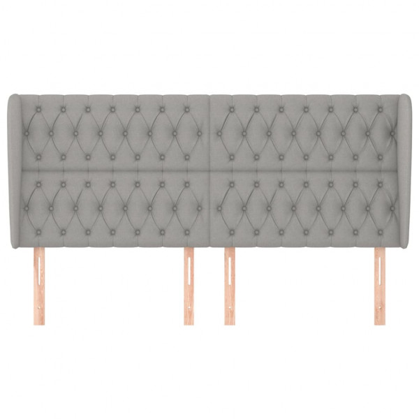 Cabecero con orejas de tela gris claro 183x23x118/128 cm M 3