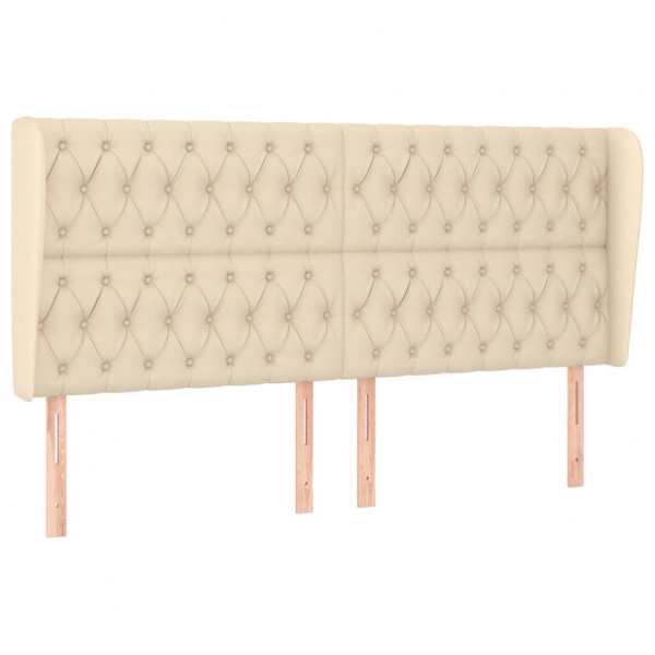 Cabeceira de cama c/ abas tecido 203x23x118/128 cm creme M 2