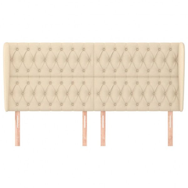 Cabeceira de cama c/ abas tecido 203x23x118/128 cm creme M 3