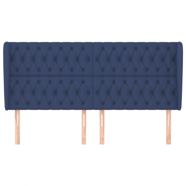 Cabeceira de cama c/ abas tecido 203x23x118/128 cm azul M 3