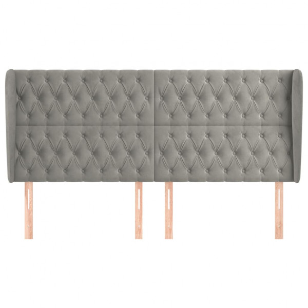 Cabecero con orejas de terciopelo gris claro 203x23x118/128 cm M 3