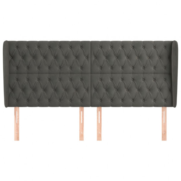 Cabecero con orejas de terciopelo gris oscuro 203x23x118/128 cm M 3