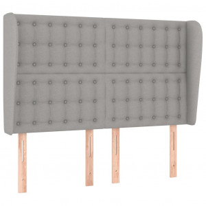 Cabecero con orejas de tela gris claro 147x23x118/128 cm H