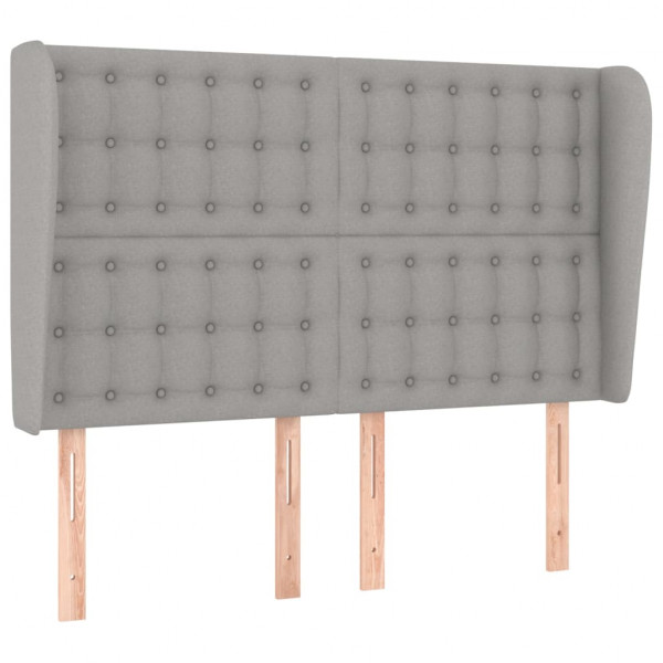 Cabecero con orejas de tela gris claro 147x23x118/128 cm M 2