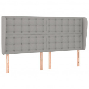 Cabecero con orejas de tela gris claro 163x23x118/128 cm H