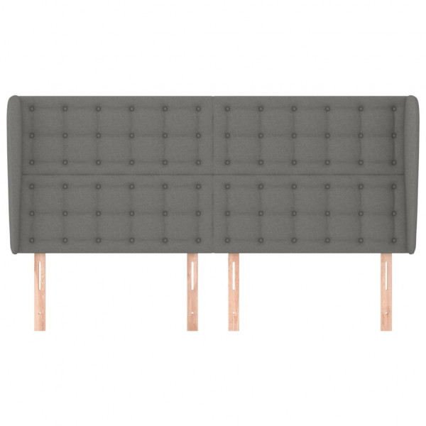 Cabecero con orejas de tela gris oscuro 163x23x118/128 cm M 3