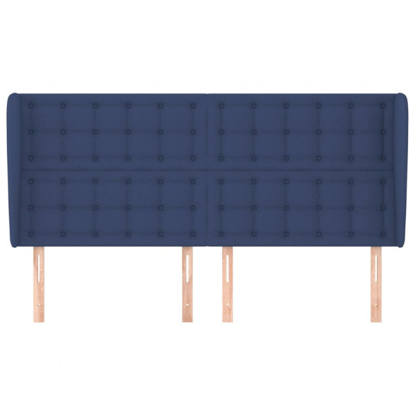 Cabeceira de cama c/ abas tecido 163x23x118/128 cm azul M 3