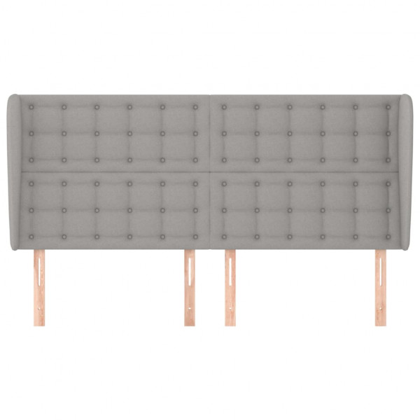 Cabecero con orejas de tela gris claro 203x23x118/128 cm M 3