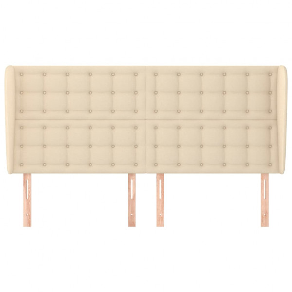 Cabecero con orejas de tela color crema 203x23x118/128 cm M 3