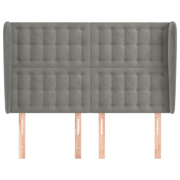 Cabecero con orejas de terciopelo gris claro 147x23x118/128 cm M 3