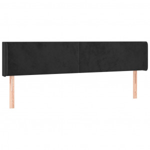 Cabeceira de cama c/ abas veludo 163x16x78/88 cm preto H