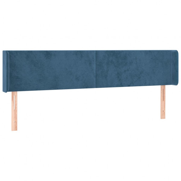 Cabeceira de cama c/ abas veludo 203x16x78/88cm azul-escuro M 2