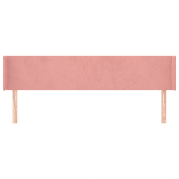 Cabeceira de cama c/ abas veludo 203x16x78/88 cm rosa M 3