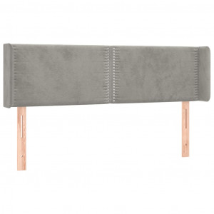 Cabeceira de cama c/ abas veludo147x16x78/88 cm cinzento-claro H