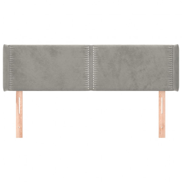 Cabeceira de cama c/ abas veludo147x16x78/88 cm cinzento-claro M 3