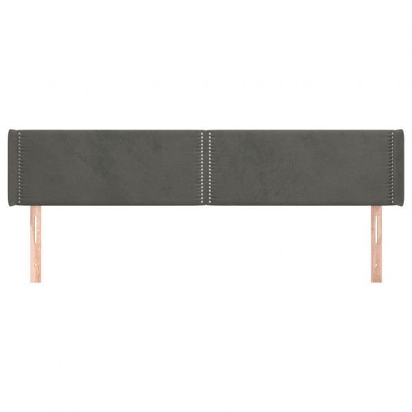 Cabeceira de cama c/ abas veludo 163x16x78/88cm cinzento-escuro M 3