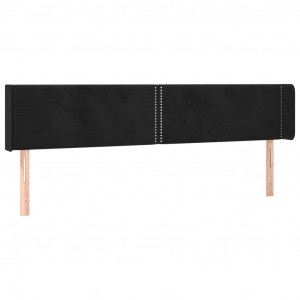 Cabeceira de cama c/ abas veludo 163x16x78/88 cm preto H