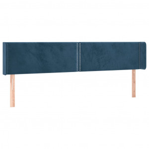 Cabeceira de cama c/ abas tecido 183x16x78/88cm azul-escuro H