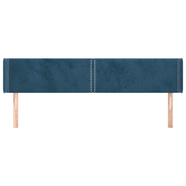 Cabeceira de cama c/ abas tecido 183x16x78/88cm azul-escuro M 3