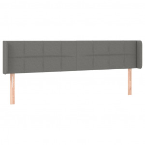 Cabeceira de cama c/ abas tecido 163x16x78/88cm cinzento-escuro H