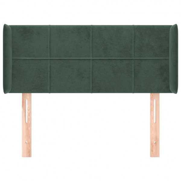 Cabeceira de cama c/ abas veludo 93x16x78/88 cm verde-escuro M 3