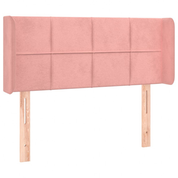 Cabeceira de cama c/ abas veludo 103x16x78/88 cm rosa M 2