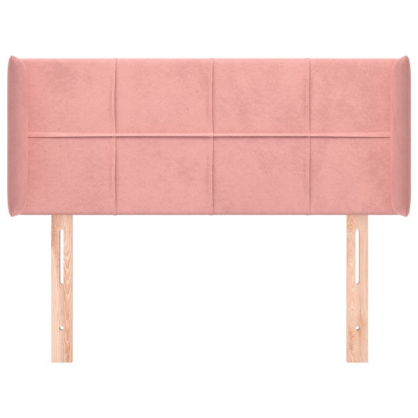 Cabeceira de cama c/ abas veludo 103x16x78/88 cm rosa M 3