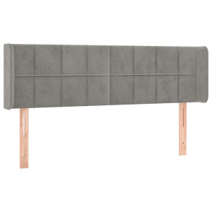 Cabeceira de cama c/ abas veludo147x16x78/88 cm cinzento-claro H
