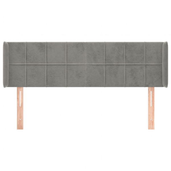 Cabeceira de cama c/ abas veludo147x16x78/88 cm cinzento-claro M 3