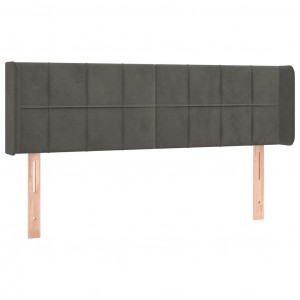 Cabeceira de cama c/ abas veludo 147x16x78/88cm cinzento-escuro H
