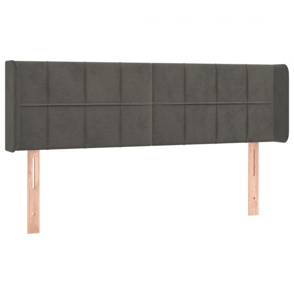 Cabeceira de cama c/ abas veludo 147x16x78/88cm cinzento-escuro M 2