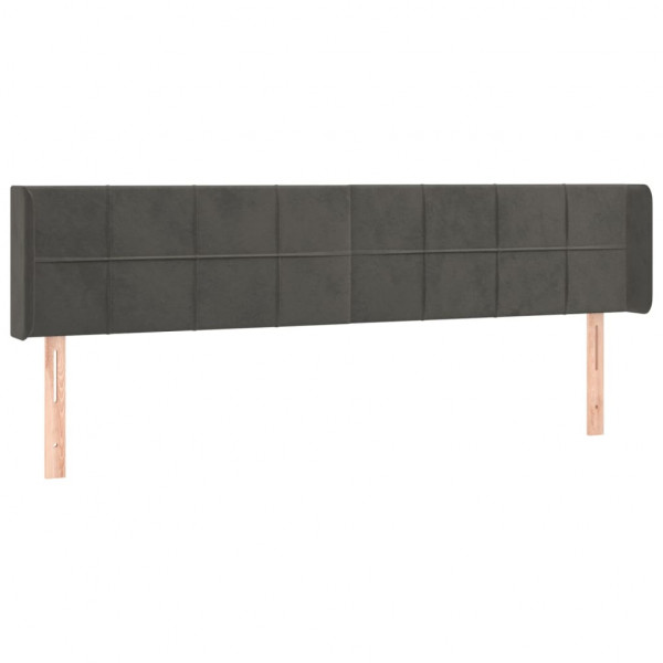 Cabeceira de cama c/ abas veludo 183x16x78/88cm cinzento-escuro M 2